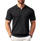 Men's Zip-Up Short-Sleeve Polo Shirt – Rib-Knit — view 2