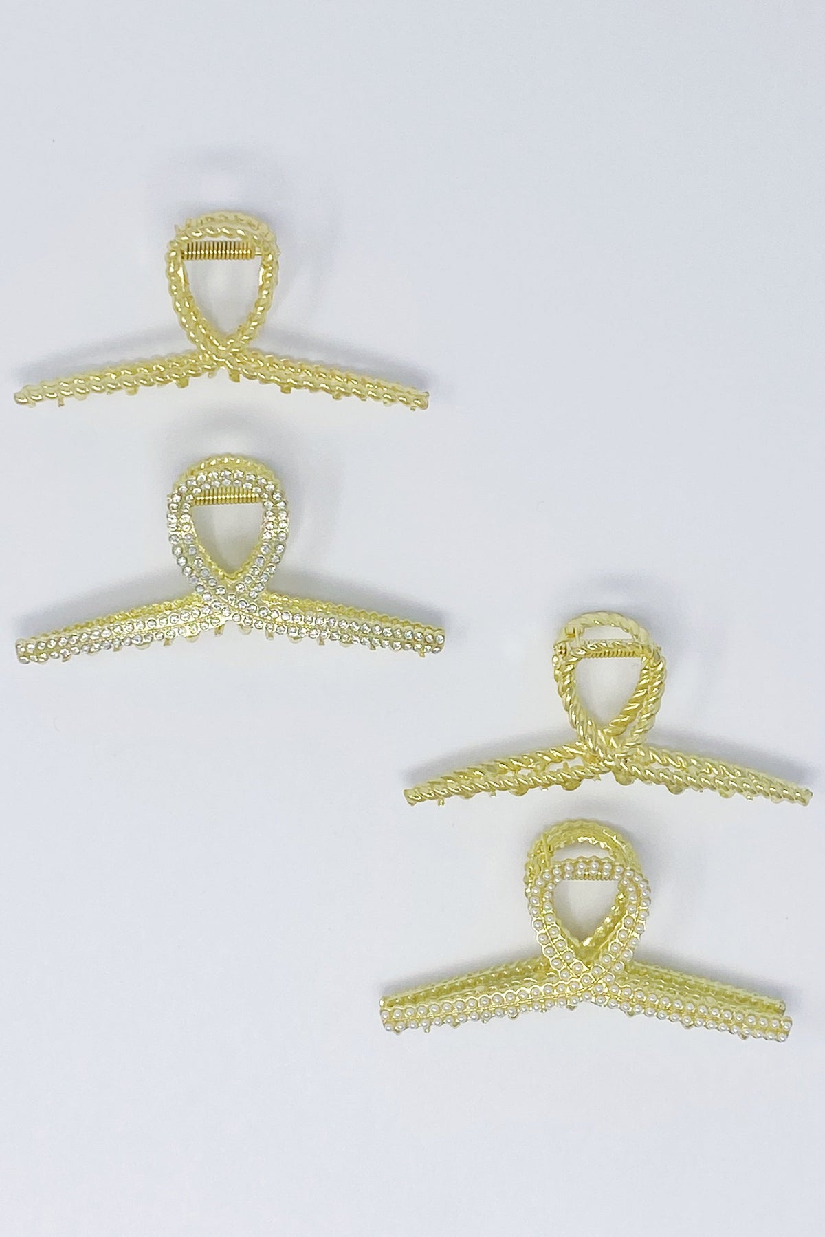 Golden Gem Hair Claw Set – Pearl & Crystal Gold Hair Clips (Set of 2)