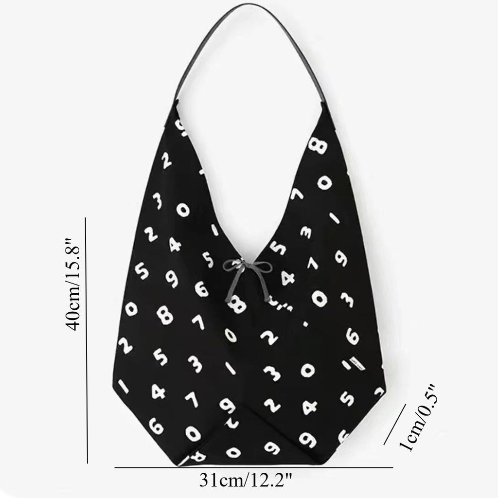 Black slouchy canvas hobo tote, view 7