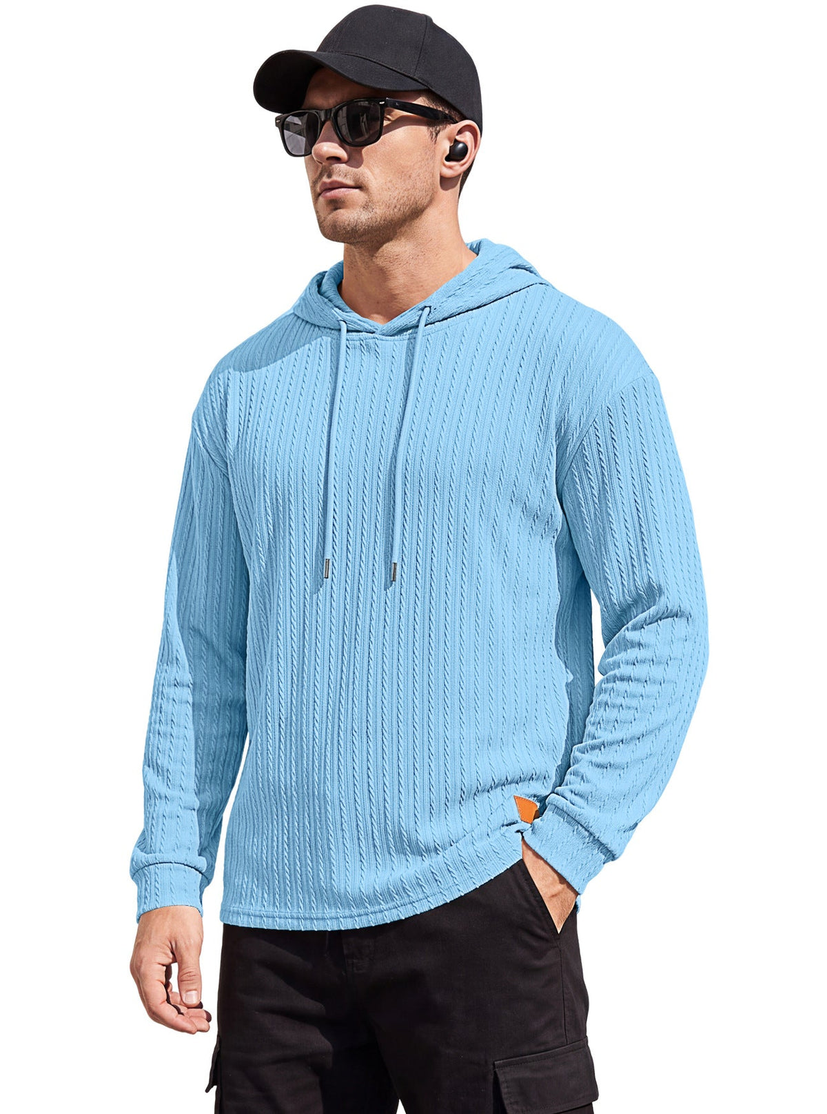 Men's Cable Knit Hooded Polo — view 9