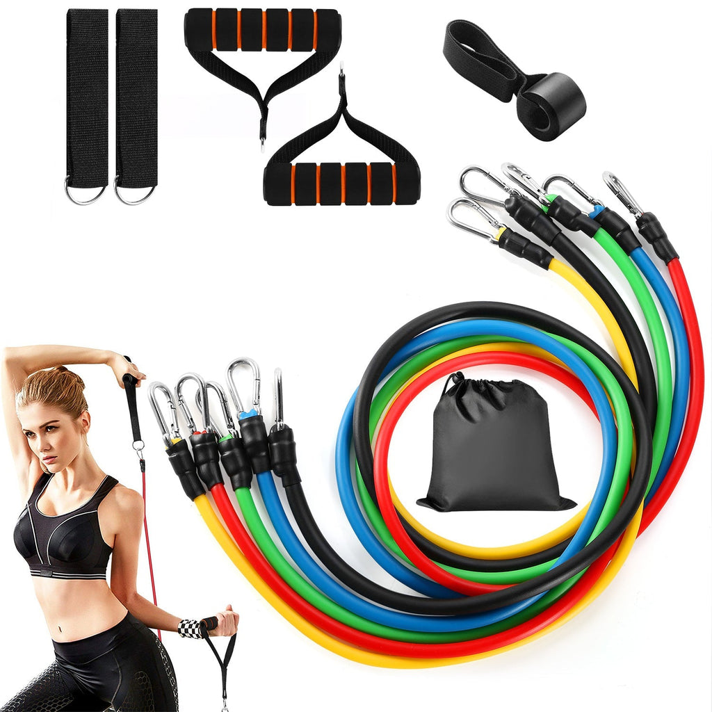 Resistance Bands Set – 11-Piece Tube Bands with Handles and Ankle Straps