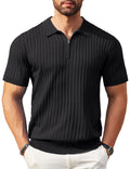 Men's Zip-Up Short-Sleeve Polo Shirt – Rib-Knit — view 7