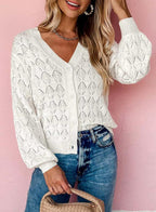 Women's Short V-Neck Knit Cardigan — view 2