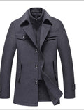 Men's Slim Fit Wool-Blend Overcoat – Detachable Collar
