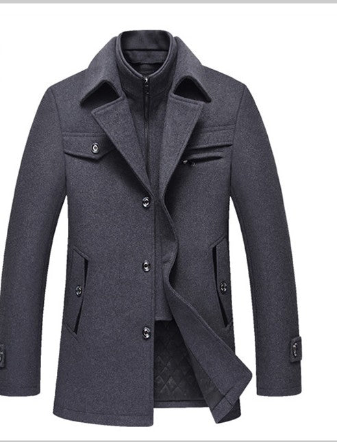 Men's Slim Fit Wool-Blend Overcoat – Detachable Collar