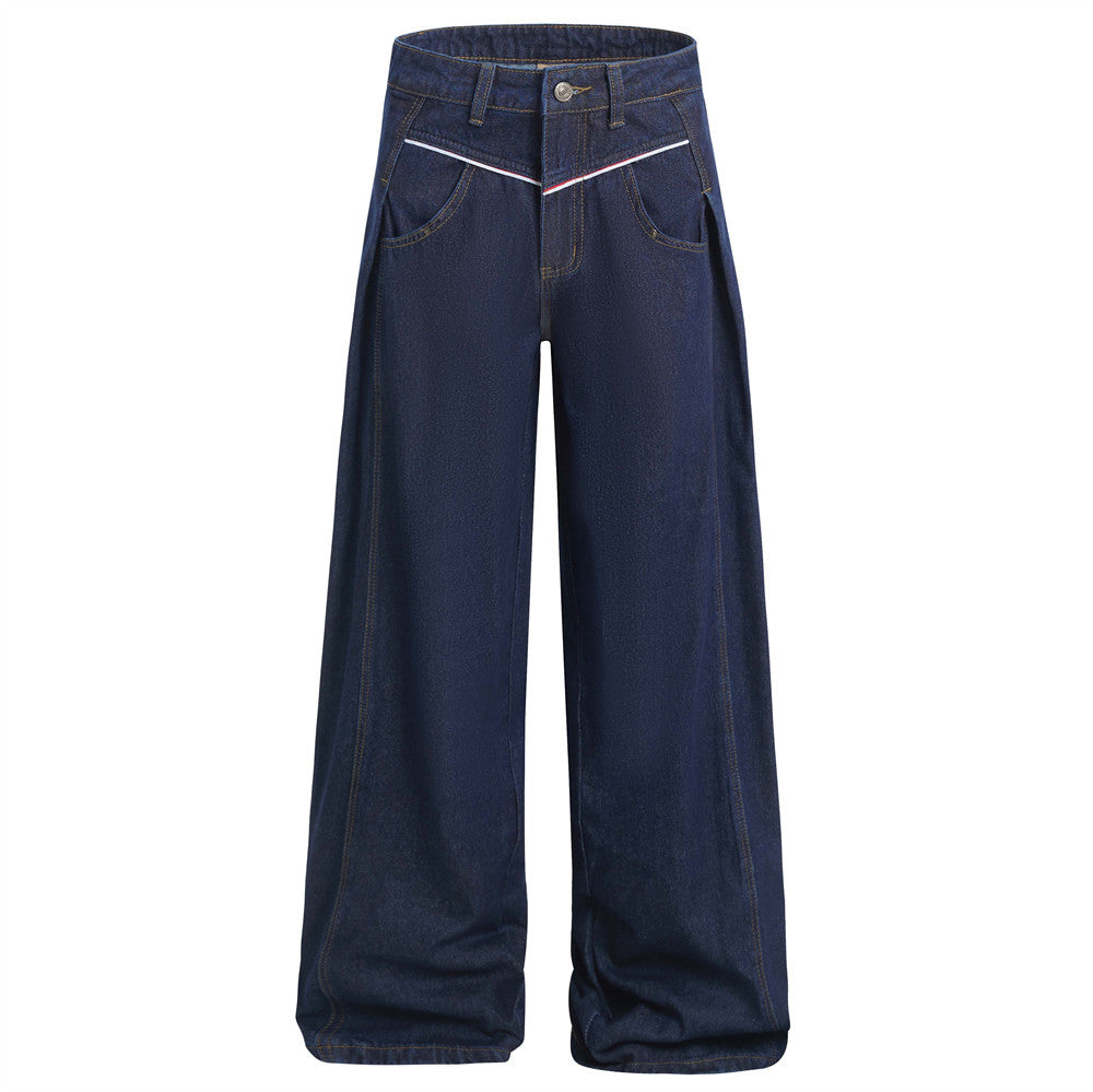 Men's Wide-Leg Denim Pants – Pleated Loose Fit — view 5