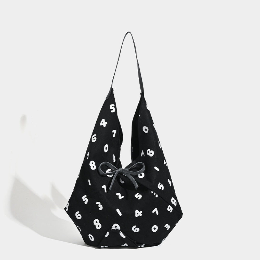Black slouchy canvas hobo tote