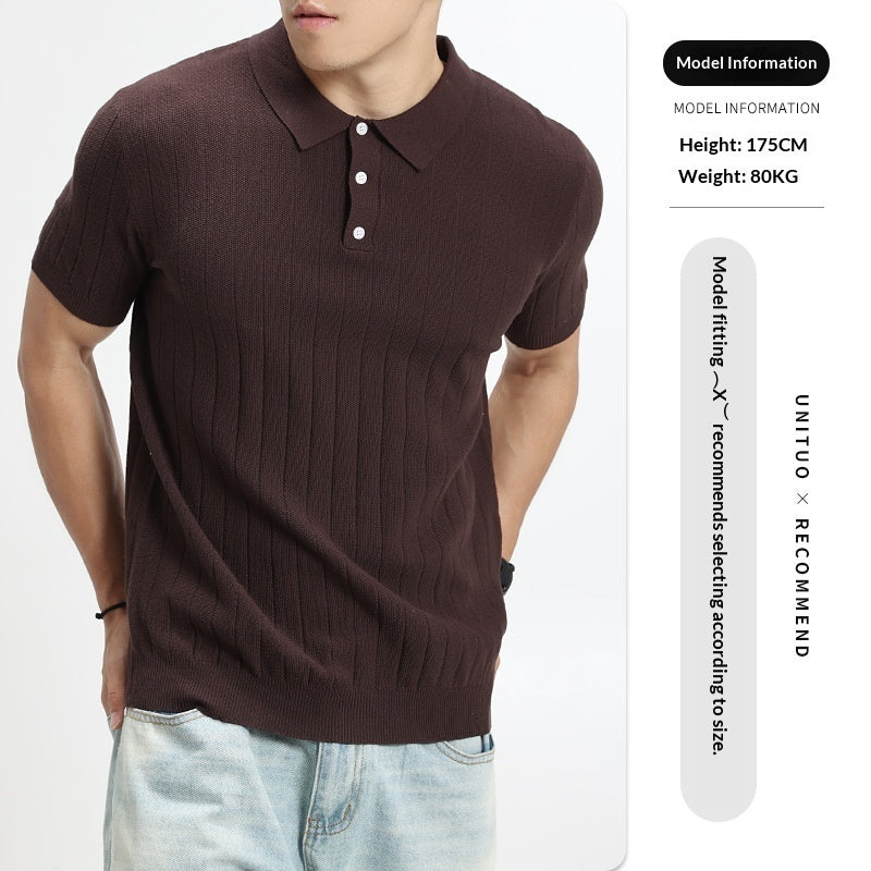 Men's Rib-Knit Polo Shirt – Lightweight Cotton — view 11