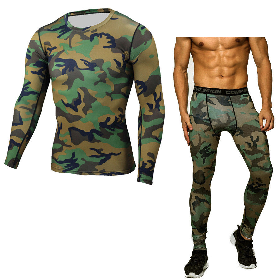 Men's Camouflage Compression Baselayer Set – Long Sleeve Top & Tights