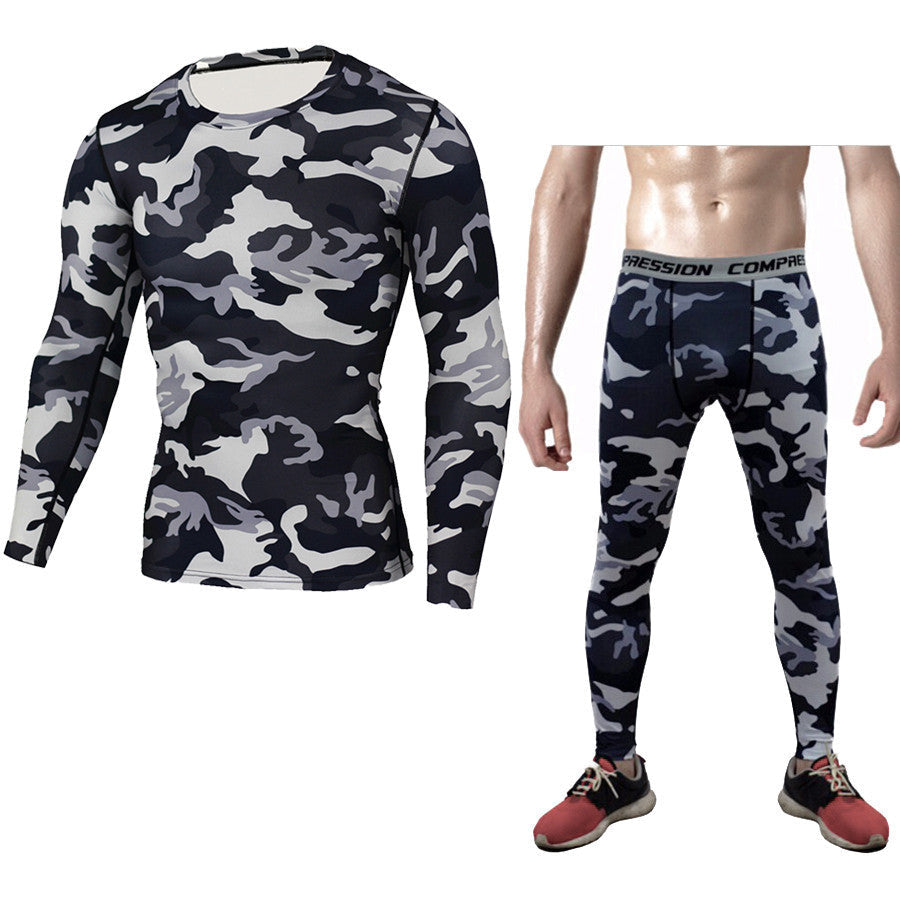 Men's Camouflage Compression Baselayer Set – Long Sleeve Top & Tights
