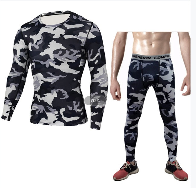 Men's Camouflage Compression Baselayer Set – Long Sleeve Top & Tights