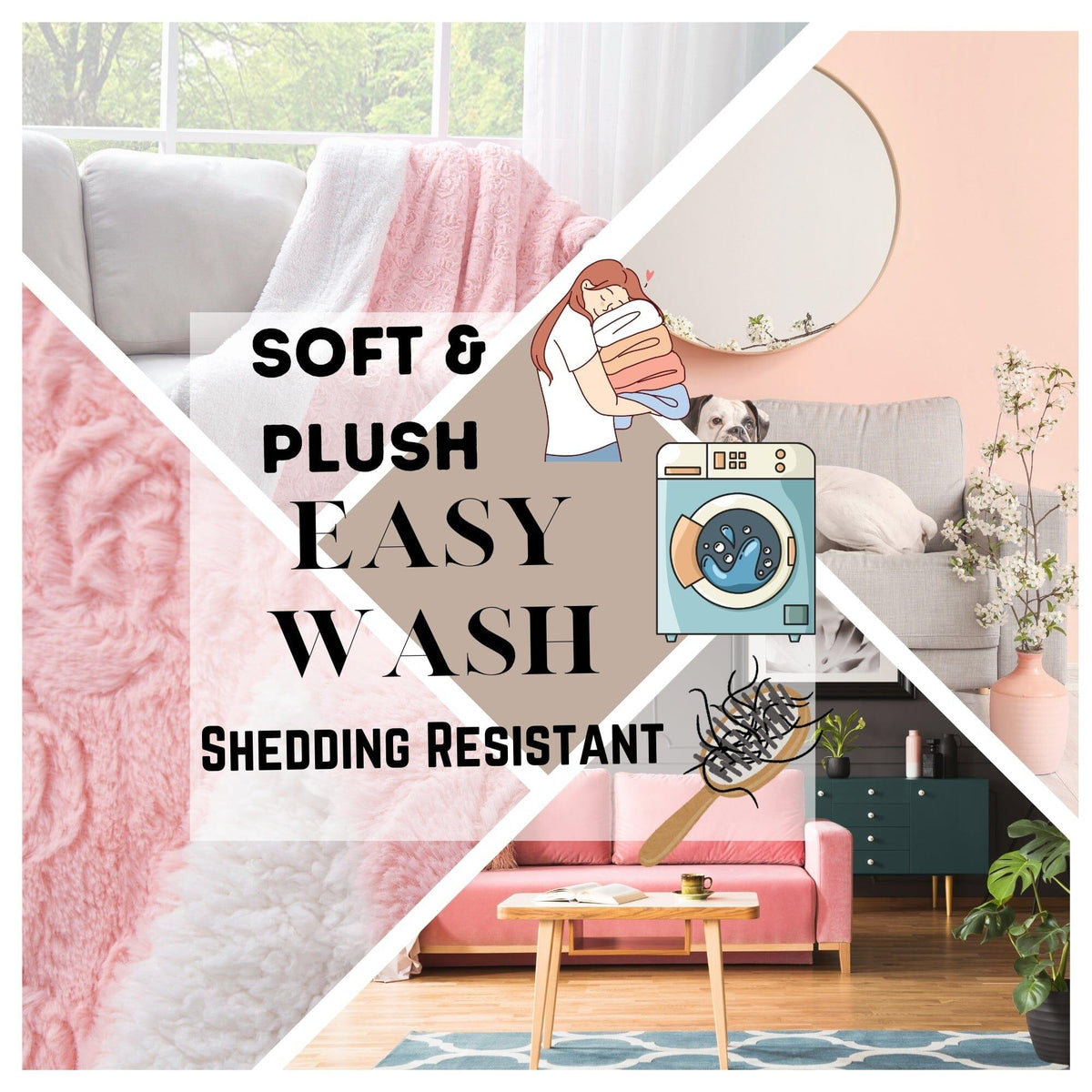 Rose Buds Sherpa Throw Blanket – Pink Floral, Reversible