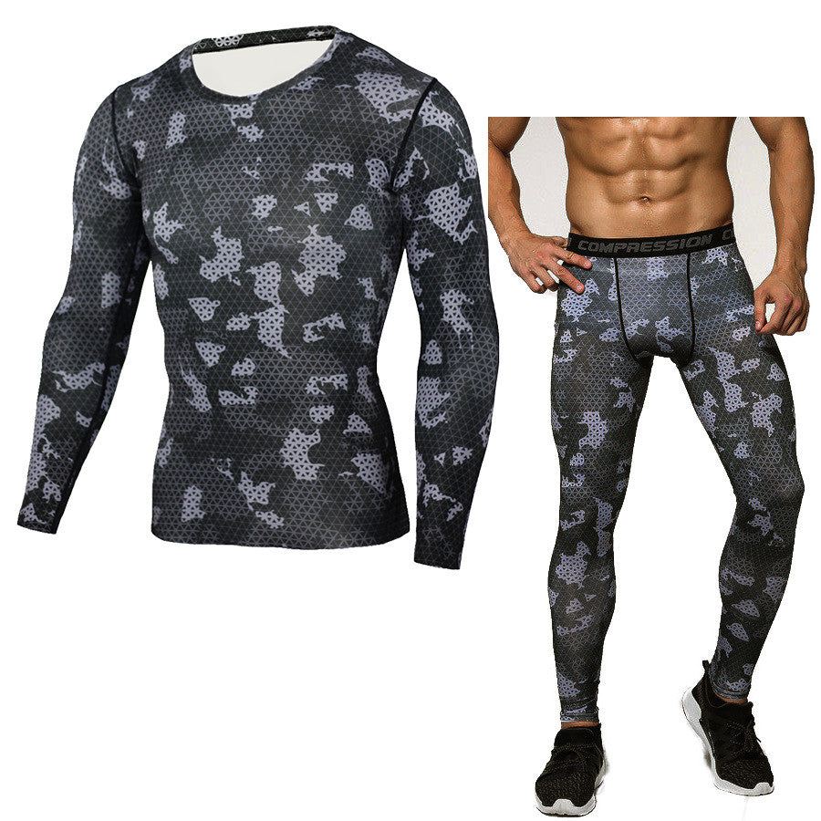 Men's Camouflage Compression Baselayer Set – Long Sleeve Top & Tights