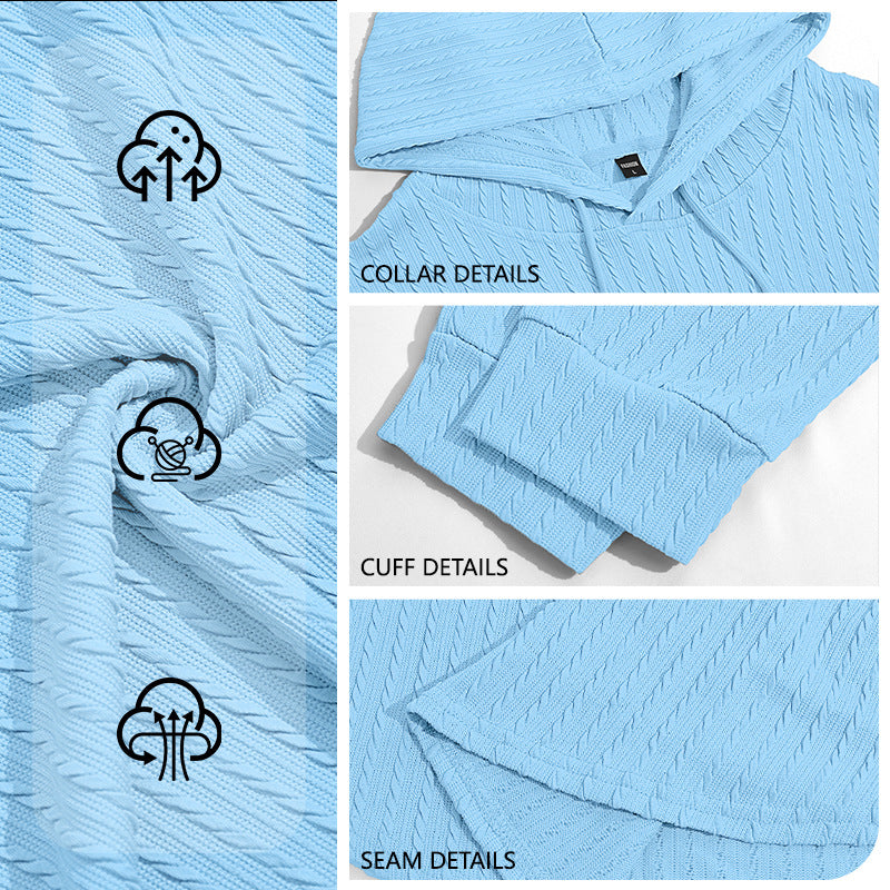 Men's Cable Knit Hooded Polo — view 3