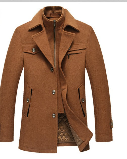 Men's Slim Fit Wool-Blend Overcoat – Detachable Collar