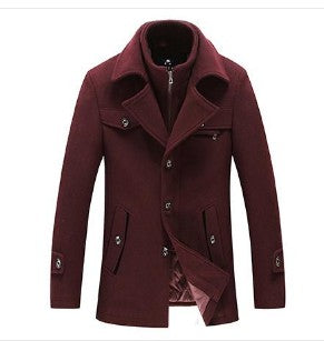 Men's Slim Fit Wool-Blend Overcoat – Detachable Collar