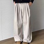 Men's Wide-Leg Pleated Trousers – Elastic Waist