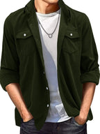 Men's Casual Corduroy Button Down Shacket — main view