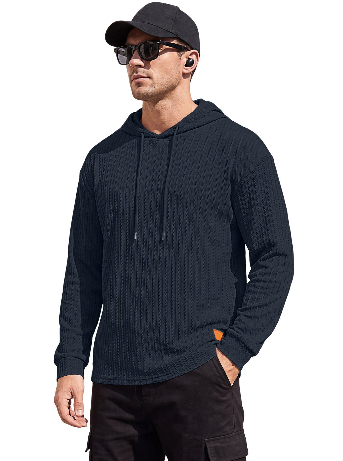 Men's Cable Knit Hooded Polo — view 5