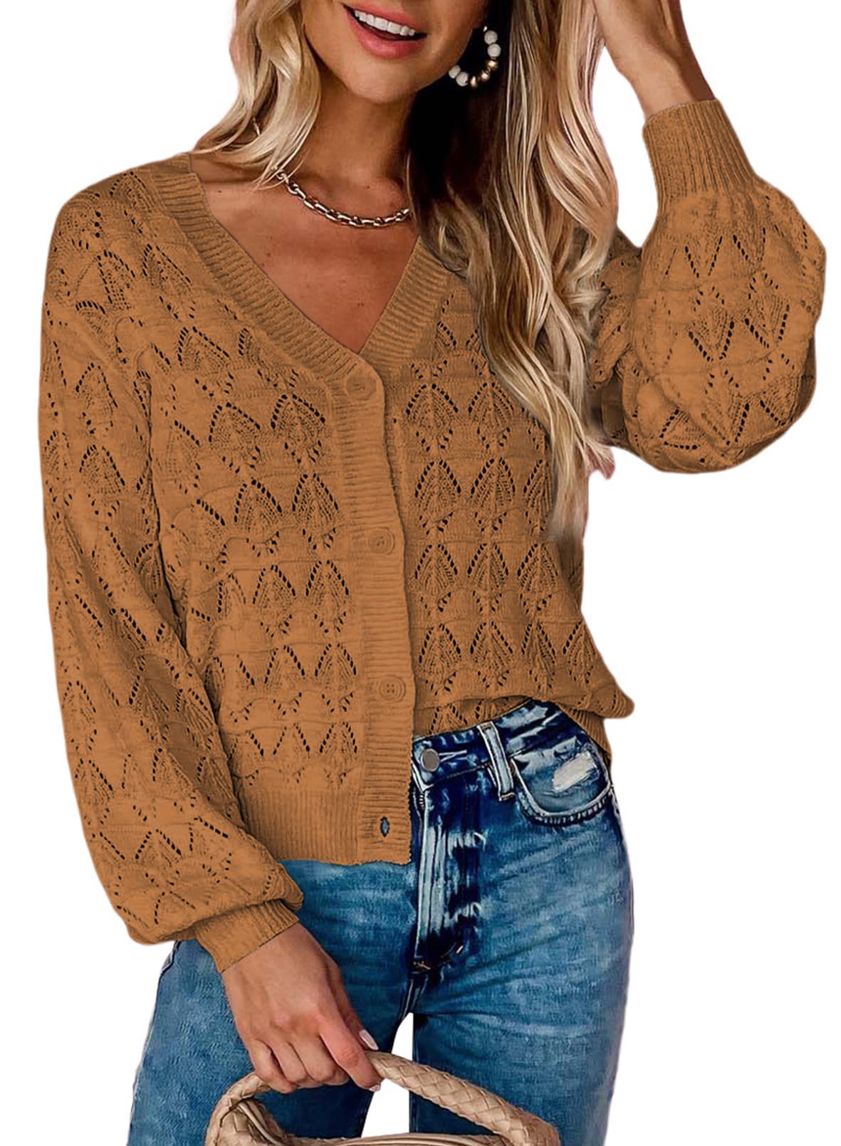 Women's Short V-Neck Knit Cardigan — view 5