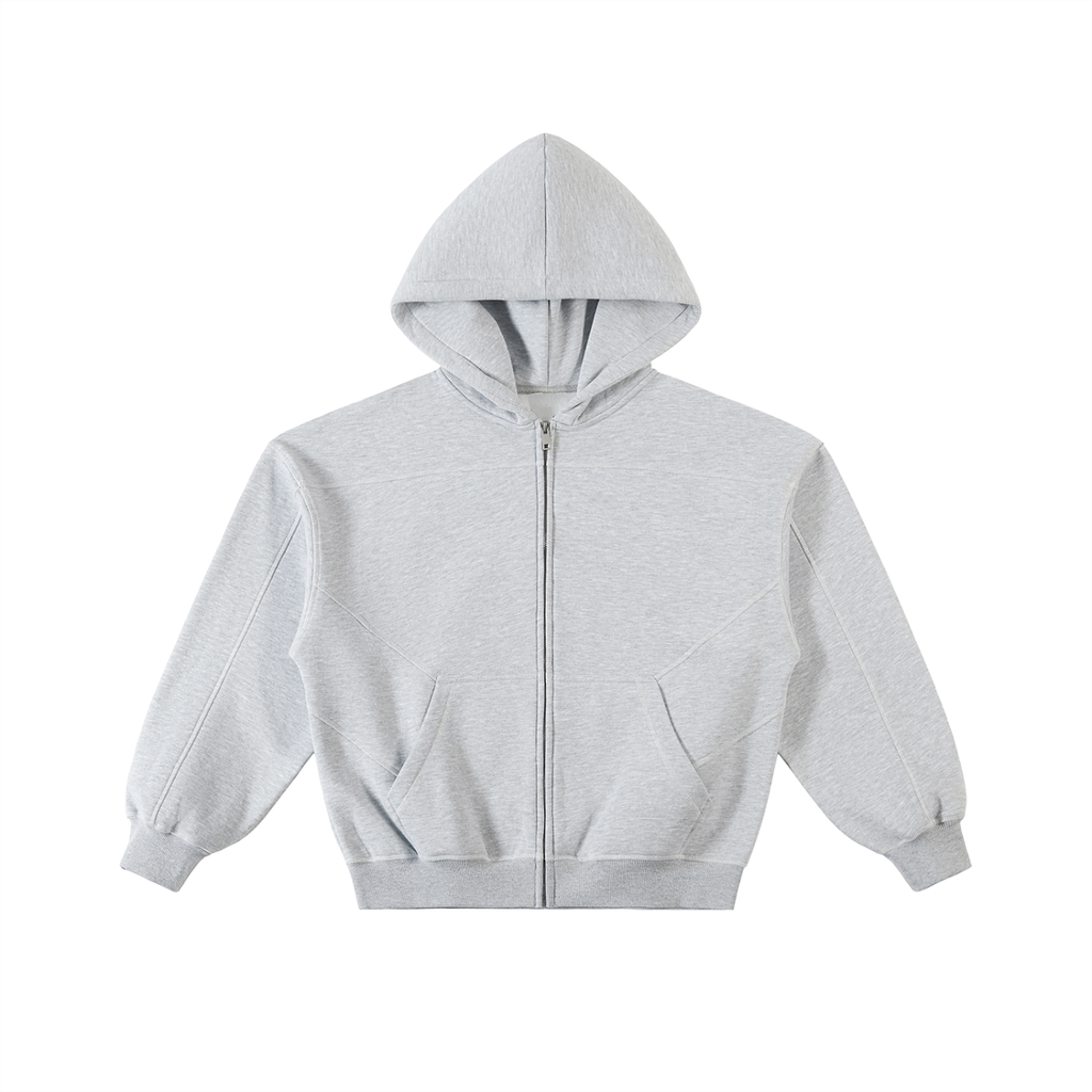 INSUARIA — Contrast-Stitched Boxy Zip Hoodie