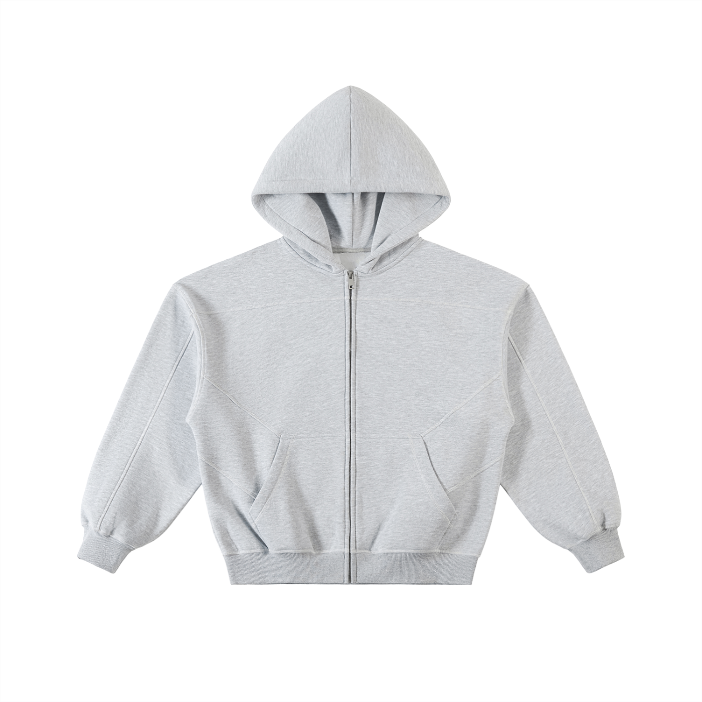 INSUARIA — Contrast-Stitched Boxy Zip Hoodie