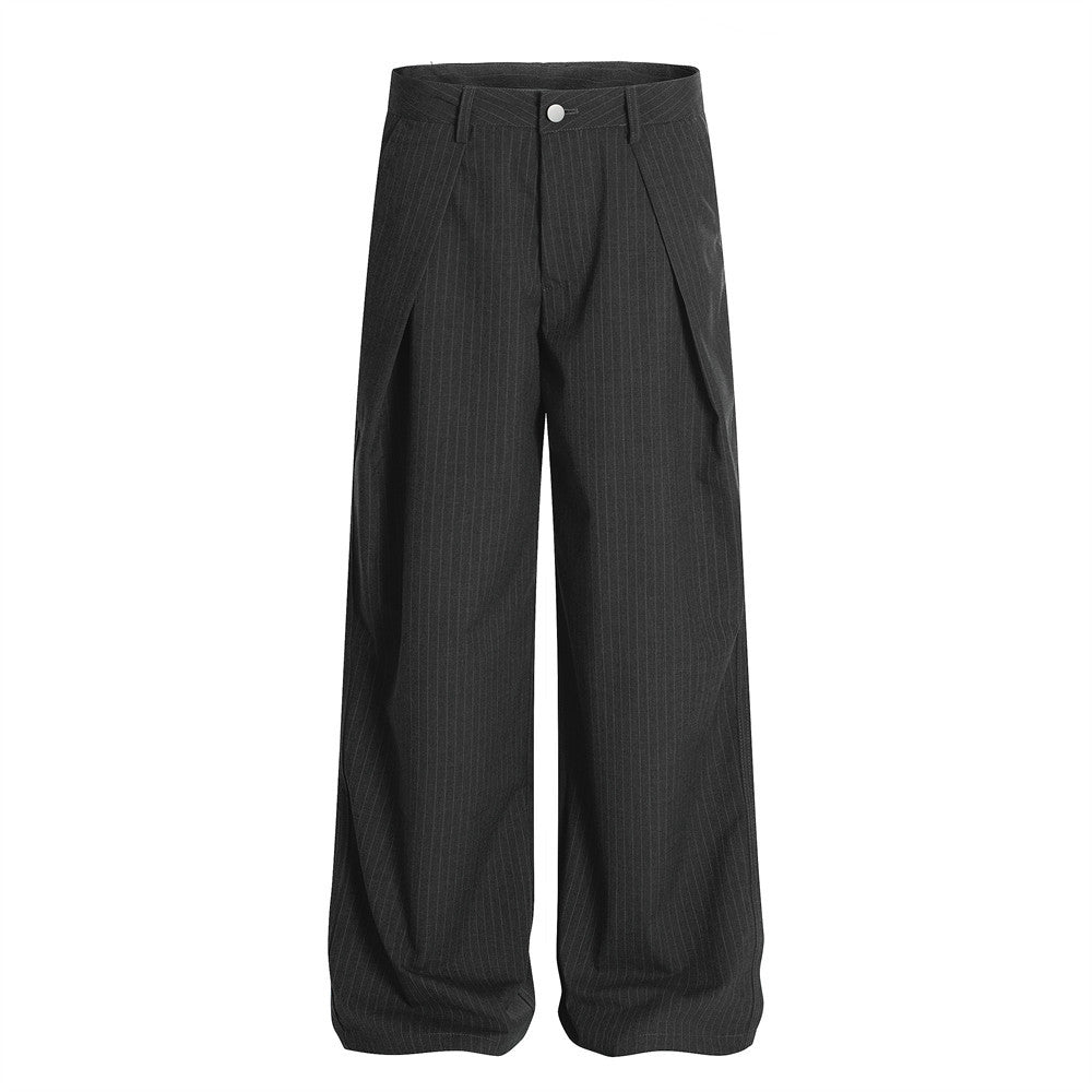 Men's Striped Pleated Wide-Leg Pants — main view