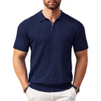 Men's Zip-Up Short-Sleeve Polo Shirt – Rib-Knit — view 4
