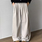 Men's Wide-Leg Pleated Trousers – Elastic Waist