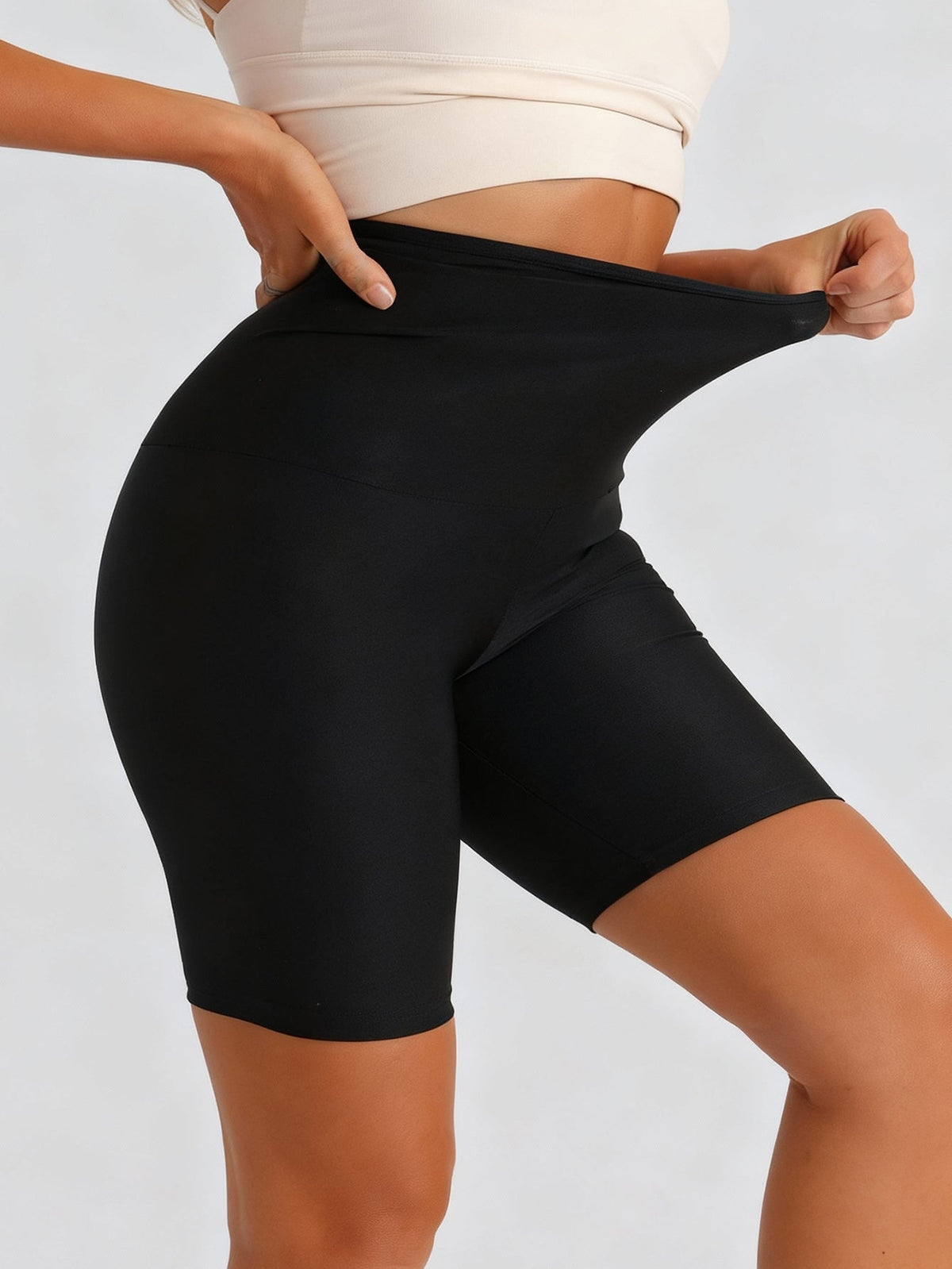 Women's High Waist Biker Shorts – Soft Black, 4-Way Stretch