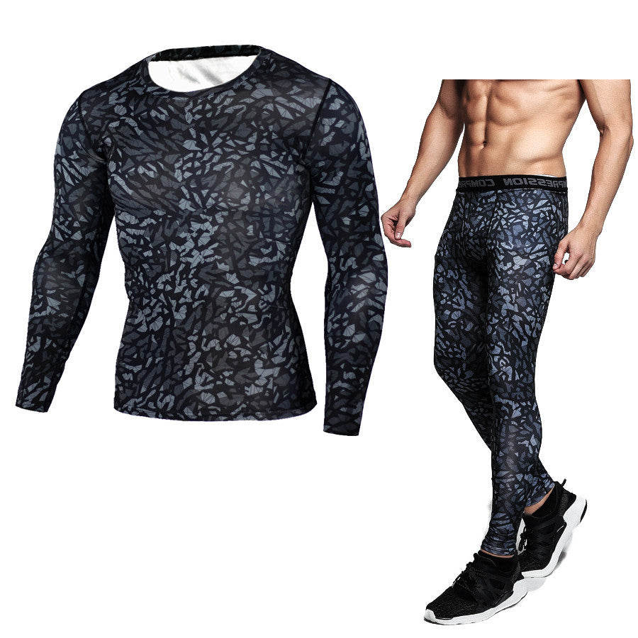 Men's Camouflage Compression Baselayer Set – Long Sleeve Top & Tights