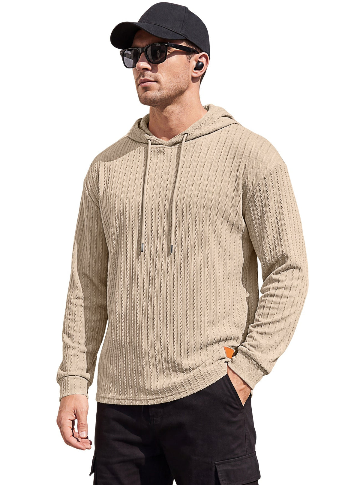 Men's Cable Knit Hooded Polo — view 7