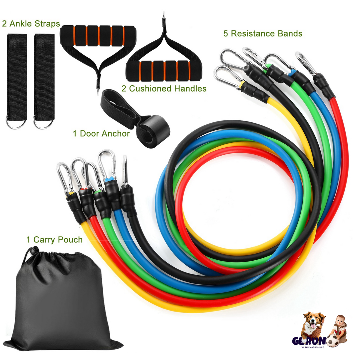 Resistance Bands Set – 11-Piece Tube Bands with Handles and Ankle Straps