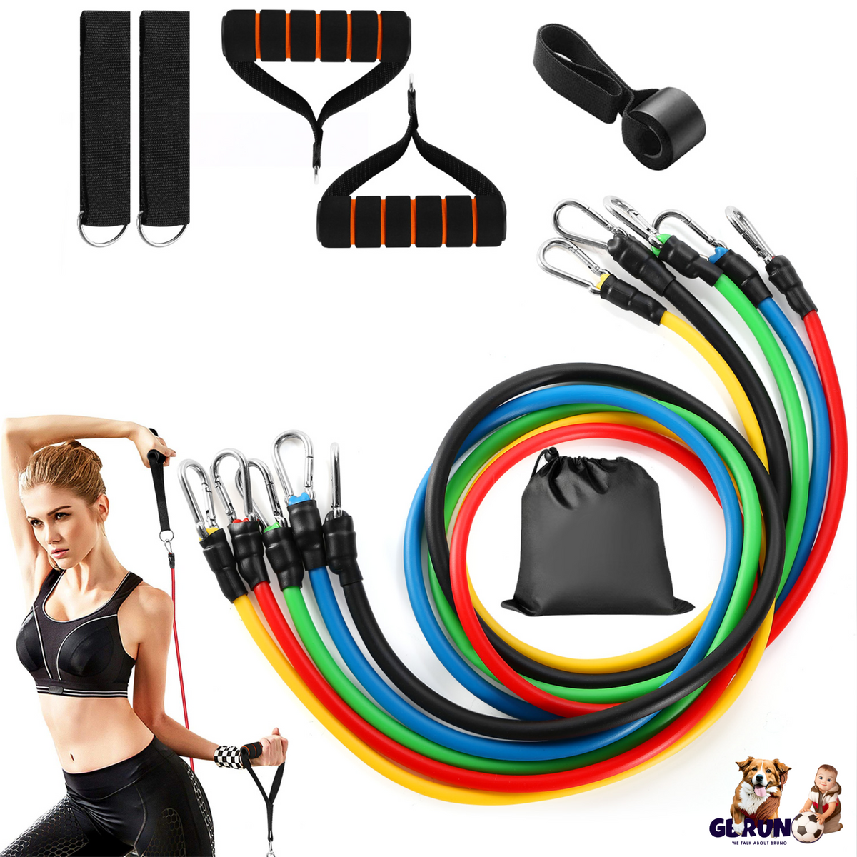 Resistance Bands Set – 11-Piece Tube Bands with Handles and Ankle Straps