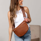 Layla woven check crossbody sling bag, view 13