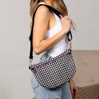 Layla woven check crossbody sling bag, view 30