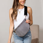 Layla woven check crossbody sling bag, view 24