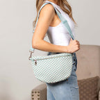 Layla woven check crossbody sling bag, view 34