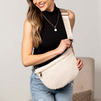 Layla woven check crossbody sling bag, view 5