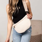 Layla woven check crossbody sling bag, view 6
