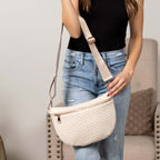 Layla woven check crossbody sling bag, view 8