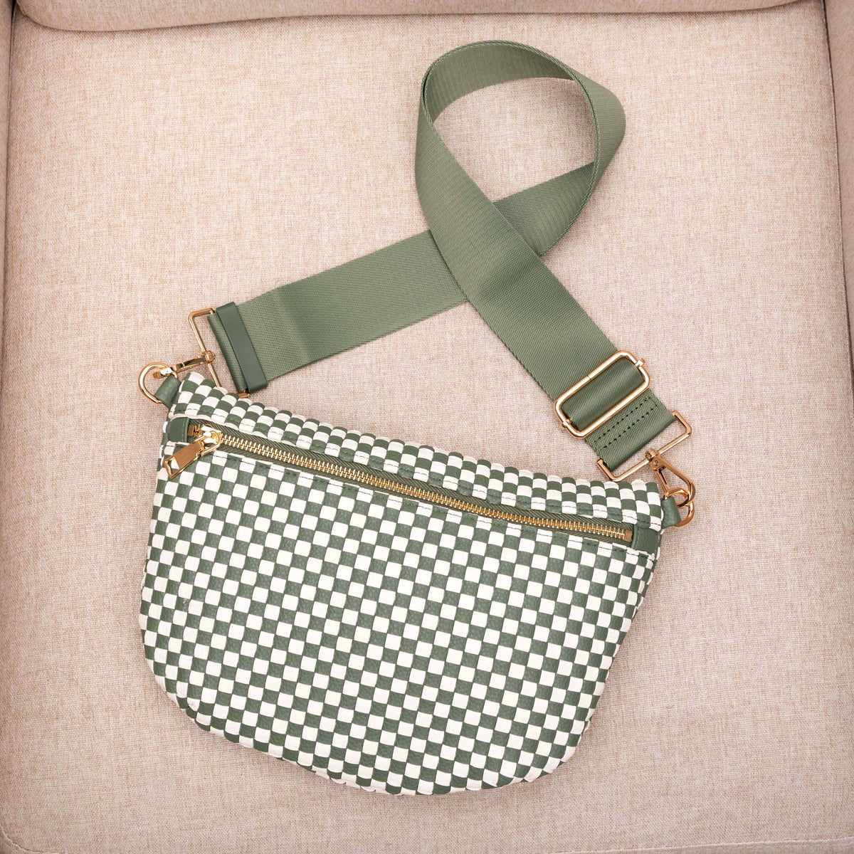 Layla woven check crossbody sling bag, view 37