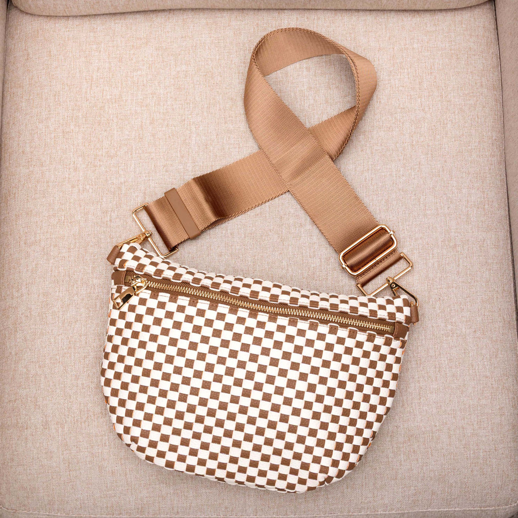 Layla woven check crossbody sling bag, view 38
