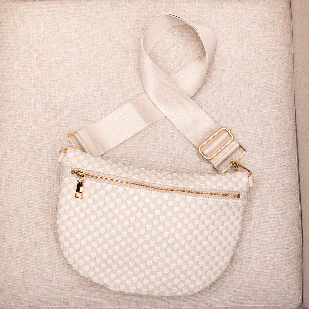Layla woven check crossbody sling bag, view 39