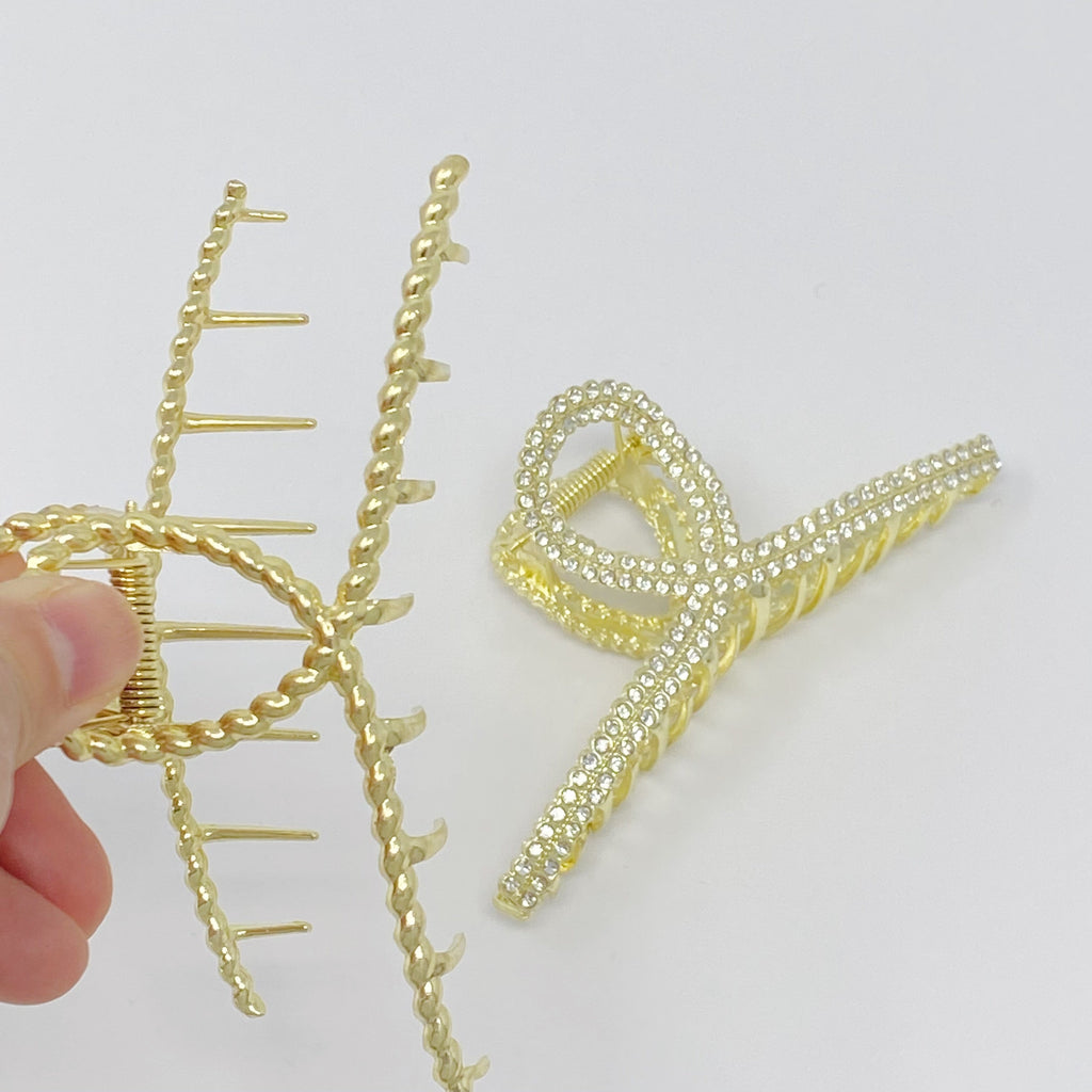 Golden Gem Hair Claw Set – Pearl & Crystal Gold Hair Clips (Set of 2)
