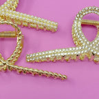 Golden Gem Hair Claw Set – Pearl & Crystal Gold Hair Clips (Set of 2)