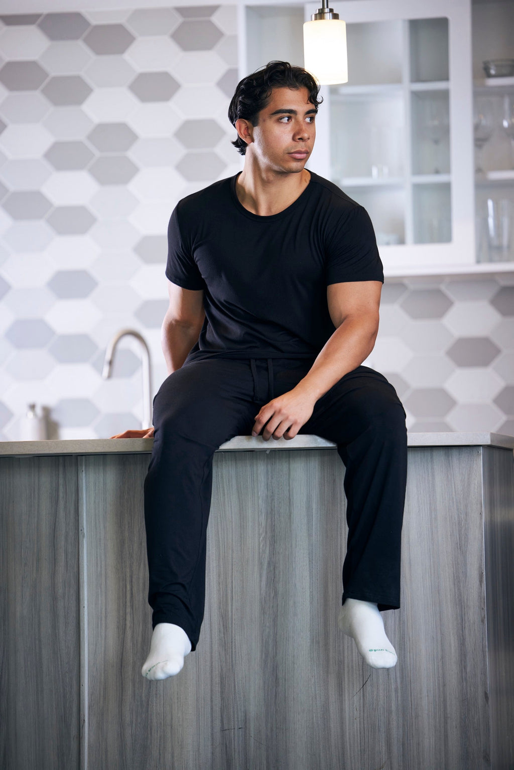 Men's bamboo lounge set in black