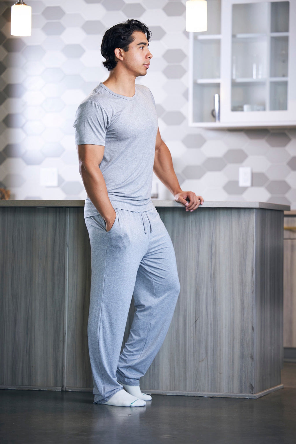 Men's bamboo lounge pants detail