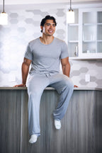 Men's bamboo lounge top detail