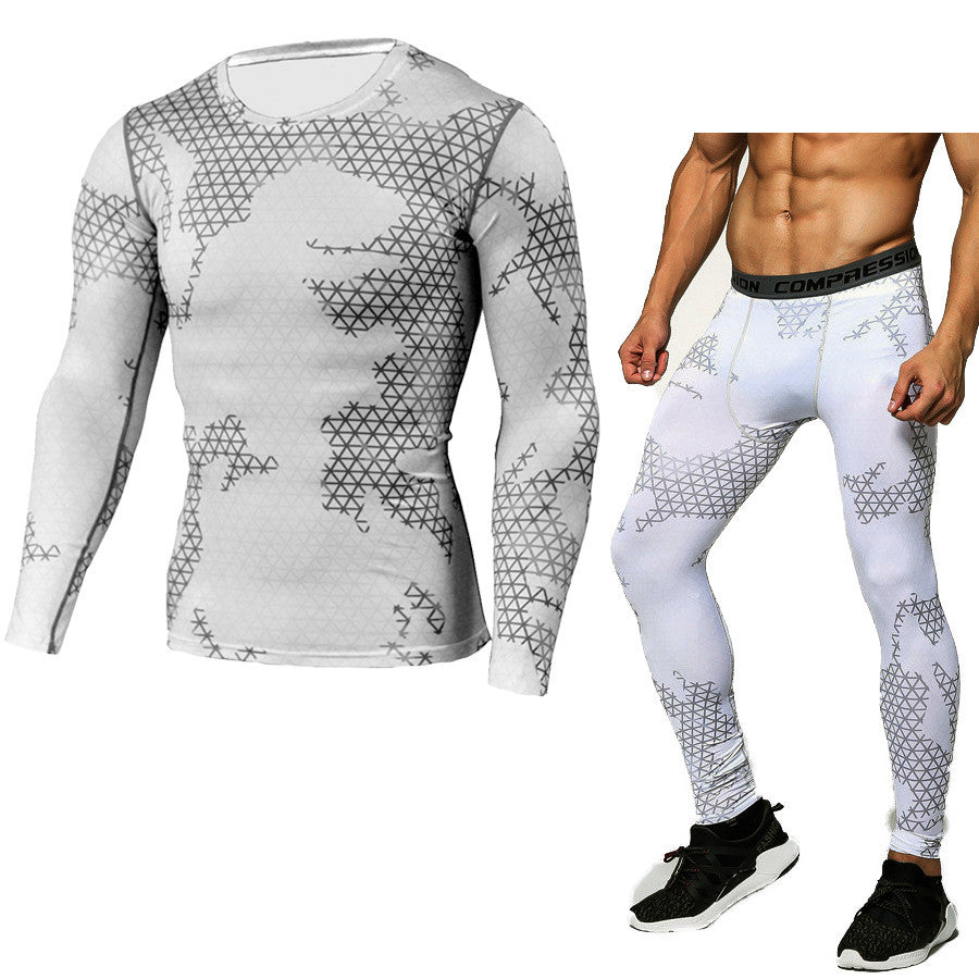 Men's Camouflage Compression Baselayer Set – Long Sleeve Top & Tights